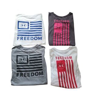 Under Armour Medium Freedom Graphic T-Shirt Bundle Womens 4 Pack Patriotic USA